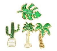 TOYANDONA Broche de Aleación Diseño de Hojas y Cactus Estilo Caricatura Set de 4 Piezas Multicolor Accesorio para Ropa y Corsage Adecuado para Fiestas y Uso Diario