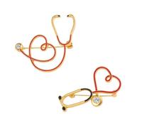 TOYANDONA Broche De Estetoscopio Corazón Creativo Broche De Aleación Para Enfermeras Médicos Obsequio Para Profesionales Sanitarios Set 2 Piezas