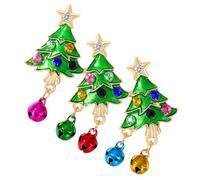 TOYANDONA Broche Navideño de Aleación Diseño de Árbol y Campana de Navidad Prendedor de Solapa Decorativo para Ropa Bufanda y Sombrero Broche Creativo Gemas de Imitación para Fiestas y