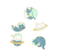 TOYANDONA Broches de Aleación Temática Espacial y Dibujos Animados Set de 5 Piezas Diseño de Planetas y Gatos Accesorios Decorativos para Ropa Mochilas y Sombreros Estilo Aleatorio