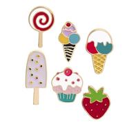 TOYANDONA Broches De Alfiler De Chaqueta De Dibujos Animados Veraniegos, Esmalte Ligero, 6 Piezas Coloridas, Accesorio Para Ropa De Mujer En Verano, Diseños De Helado, Fresa y Piruleta