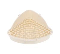 TOYANDONA Caja de Arena para Conejos y Cobayas, Orinal Anticaídas de Plástico en Esquina, Entrenador para IR al Baño Diseño de Cerca, Tamaño Mediano en Color Crema Avena, Equipo de Limpieza