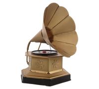 TOYANDONA Caja de Música de Gramófono Retro Dorado de Aleación Función de Adorno Vintage y Accesorio para Fotografía Artística, Adecuado para Decoración en Habitaciones de Hotel