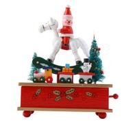 TOYANDONA Caja de Música Navideña de Madera Diseño Caballo Mecedor Decoración Artesanal para Obsequio Especial de Navidad y Cumpleaños Adorno Musical Funcional y Elegante