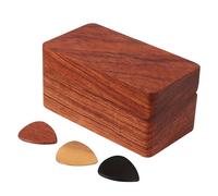 TOYANDONA Caja de Púas para Guitarra Acústica y Ukelele, Soporte de Almacenamiento de Madera Maciza de Palo Rosa 3 Compartimentos y 3 Púas, Organizador Compacto para Accesorios Musicales