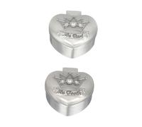 TOYANDONA Caja de Recuerdos Dentales Corazón y Emblema, Portadientes Redondo de Aleación de Zinc, 2 Piezas, para Guardar Dientes de Leche y Pelo del Niño