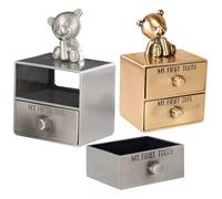 TOYANDONA Caja Metálica Para Dientes De Leche y Rizos Ñiño, Infantil Unisex, 2 Unidades, Almacenamiento Decorativo y Resistente Para Recuerdos Obsequios Oro y Plata