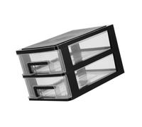 TOYANDONA Caja Organizadora de Plástico Transparente y Negra Organizador de Escritorio Tipo Cajón de 2 Capas Mediano Porta Artículos Varios para Oficina y Estudio Almacenamiento Compacto
