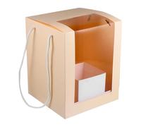 TOYANDONA Caja para Flores Transparente Plegable Pequeña Color Beige Caja para Embalar Flores Portátil para Bodas y Decoración