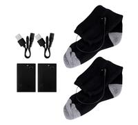 TOYANDONA Calcetines Térmicos Calefactables de Invierno Negros y Grises Batería Recargable y Cable USB 1 Par 2 Cajas de Batería para Esquí Senderismo y Deportes al Aire Libre