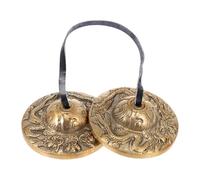 TOYANDONA Campana de Platillos de Latón Tibetano Pequeño, Instrumento de Percusión Religiosa Hecho a Mano para Meditación y Yoga, Timbre Doble Diseño Dragón, Ligero y Portátil, Adecuado