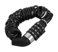 TOYANDONA Candado de Cable Espiral para Casco de Bicicleta, Combinación Reiniciable de 4 Dígitos, Portátil y Resistente Intemperie, Candado de Seguridad Antirrobo Negro con Anillo Plateado