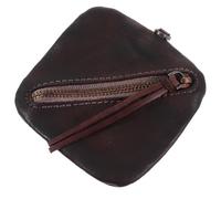 TOYANDONA Cartera de Piel Auténtica para Hombre y Mujer Monedero Corto Cremallera Tamaño Mini Color Café Oscuro Práctico para Uso Diario Adecuado para Monedas Billetes y Tarjetas
