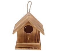 TOYANDONA Casa de Madera para Pájaros Colgante de Pino Quemado 17.5x18.2x17.2 Cm, Nido de Colibrí para Exteriores, Caja Nido Segura para Jardín y Patio, Refugio Natural para Anidación