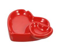 TOYANDONA Cenicero de Cerámica Forma de Corazón Color Rojo para Escritorio y Hogar Cenicero Decorativo para Cigarrillos Adecuado para Oficina Bar y Fiesta Accesorio Funcional y