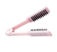 TOYANDONA Cepillo Alisador de Cabello Portátil en Forma de V, Mini Peine Caliente para Reducir el Frizz, Herramienta para Cabello Liso y Rizado, Compacto para Viajes, Color Rosa