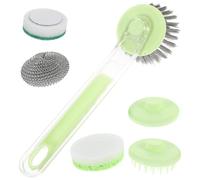 TOYANDONA Cepillo de Limpieza para Platos y Ollas con Cabezales Reemplazables, Estropajo Multifuncional de Pet y PP para Cocina, Resistente y Práctico en Hogar y Cocina Color Aleatorio