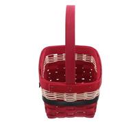 TOYANDONA Cesta de Almacenamiento Navideña Grande de Madera Cuadrada Cesta Tejida para Frutas y Flores Organizador Portátil para Decoraciones y Regalos Mesa de Navidad