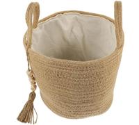 TOYANDONA Cesta de Almacenamiento Tejida Forro de Cuentas de Madera de Cuerda de Algodón y Yute Cesta Decorativa para Organizar Ropa y Objetos Hogar