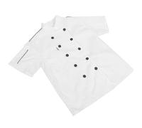 TOYANDONA Chaqueta de Chef para Restaurante y Resistente a Manchas Transpirable de Poliéster Manga Corta Cuello Mao y Cocina Profesional