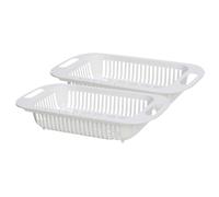 TOYANDONA Colador Extensible para Fregadero de Cocina 2 Piezas Cesta de Drenaje Rectangular Ajustable Blanca Escurridor sobre Fregadero para Verduras y Frutas Utensilio Esencial de