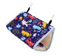 TOYANDONA Colgante para Pájaros Nido Triangular y para Periquitos y Cotorras para Descanso y Incluye Cojín Color Azul con Diseño de Gatos Mediano
