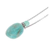 TOYANDONA Collar Colgante Botella Aceite Esencial de Piedra Natural para Aromaterapia Difusor Portátil para Bienestar y Meditación Diseño Ovalado Irregular Accesorio Creativo y Elegante