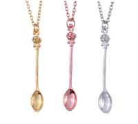 TOYANDONA Collar Colgante de Mujer Diseño de Cuchara con Adorno Real, Aleación Metálica, 3 Piezas (dorado, Plata, Rosa), Estilo Hip-hop, para Fiestas y Cosplay, Tamaño Mini