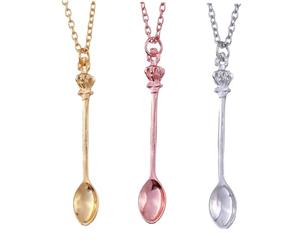 TOYANDONA Collar Colgante de Mujer Diseño de Cuchara con Adorno Real, Aleación Metálica, 3 Piezas (dorado, Plata, Rosa), Estilo Hip-hop, para Fiestas y Cosplay, Tamaño Mini