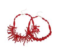 TOYANDONA Collar Coral Rojo Boho Verano Gargantilla con Cuentas Playa Accesorios Mujer Estilo Bohemio y Diseño Exagerado Ligero y Versátil