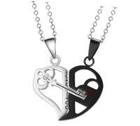 TOYANDONA Collar de Pareja de Corazón Cosido y Llave de Candado Obsequio de San Valentín para Él Ella Joyas para Parejas
