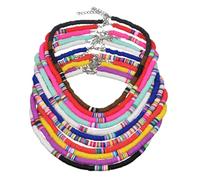 TOYANDONA Collar Mujer de Arcilla con Piezas Redondas de Color Azul Diseño Playa y Estilo Casual para Uso Diario y Ocasiones Informales Accesorio Ligero y Artesanal para Niñas y