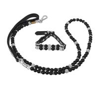 TOYANDONA Collar y Correa para Perro Pequeño Ajustable PU con Perlas Decorativas Accesorio Elegante para Paseo Entrenamiento y Eventos para Cachorros de Razas Pequeñas