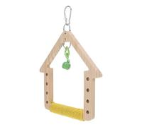 TOYANDONA Columpio de Madera para Loros Pequeño con Juguete Masticable y Campana, Accesorio Resistente para Jaulas de Agapornis y Periquitos, Gimnasio de Juego para Pájaros Pequeños