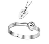 TOYANDONA Conjunto de Joyas Pulsera de Acero de Titanio y Collar Candado de Corazón Delicado Elegante y Ligero Adecuado para Bodas Fiestas y Ocasiones Obsequios