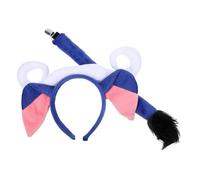 TOYANDONA Conjunto de Orejas y Cuernos de Toro en Peluche Suave Color Azul Intenso Accesorios de Disfraz de Animal de Granja para Carnaval y Juegos de Simulación