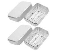 TOYANDONA Contenedor Portátil para Jabón Sólido de Aluminio, 2 Unidades Tapa para Mantener Fresco, Adecuado para Camping y Ducha