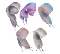 TOYANDONA Cordones de Hilo Degradado Semitransparentes 120 CM X 25 CM Cordones Planos Anchos para Zapatos Casuales y Deportivos Pack de 5 Pares Colores - -Morado - - y Morado-