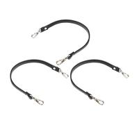 TOYANDONA Correas Cortas de Repuesto para Bolso de Mano, Set de 3 Piezas de Cuero Sintético Pu Negro con Hebillas Plateadas, Asas Desmontables para Bolso Bandolera Uso Diario y Artesanal