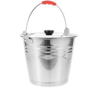 TOYANDONA Cubeta de Acero Inoxidable con Tapa Cubo Grueso y Duradero con Mango Ergonómico Práctico para Uso Doméstico y Pastoreo Resistente y Fácil de Limpiar