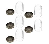 TOYANDONA Cubierta de Micropaisaje de Vidrio con Base de Latón para Bricolaje en Interiores, Cúpula de Cristal Multiusos 38x25 Cm, Juego de 5 Bandejas para Decoración de Hogar y Oficina