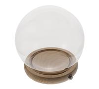 TOYANDONA Cubierta de Vidrio Base de Madera Luminosa de 15 Cm para Flores Preservadas, Campana de Cristal Transparente Interruptor de Cobre para Decoración de Mesa y Hogar