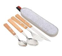 TOYANDONA Cubiertos de Acero Inoxidable con Mango Bolsa Kit de Tenedor Cuchillo Cuchara Reutilizable para Camping Picnic y Uso al Aire Kit de Utensilios para Comidas y Lunch Box