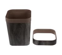 TOYANDONA Cubo de Basura Doméstico Cuadrado de Plástico sin Tapa, Cesta para Papel Práctica Anillo Desmontable, Papelera para Baño, Oficina y Hogar, Diseño Imitación Madera, Capacidad