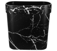 TOYANDONA Cubo de Basura Ovalado sin Tapa Patrón de Mármol, Plástico Resistente, Diseño Estrecho Negro, Anillo Antideslizante para Cocina, Baño y Hotel, Papelera para Basura Doméstica