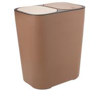 TOYANDONA Cubos de Basura Doble con Tapa Diseño de Separación Seco y Húmedo Cubo Estrecho Extraíble para Cocina y Baño Contenedor Reciclaje Plástico PP Color Café Hogar y Oficina