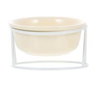 TOYANDONA Cuenco Cerámico Elevado para Gatos y Perros, Beige, Fácil | Superficie Pulida, Soporte Estable de Hierro, Uso para Alimentación, Diseño Alto, Acabado Beige