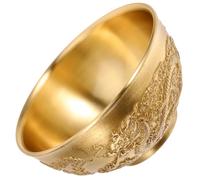 TOYANDONA Cuenco Fortuna Chino de Latón Diseño Doble Dragón, Cuenco Decorativo de 8 Cm para Mesa y Almacenamiento, Decoración del Hogar y Oficina, Símbolo de Riqueza y Buena Suerte