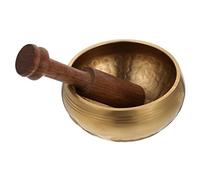 TOYANDONA Cuenco Tibetano de Meditación, Cuenco de Sonido de Metal Campana, Varilla de Madera, Boca de 9,5cm para Yoga y Templo