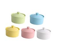 TOYANDONA Cuencos de con Tapa para Horno y Microondas Aptos para Pudín y Postres Colores Surtidos Resistentes y Seguros para Lavavajillas